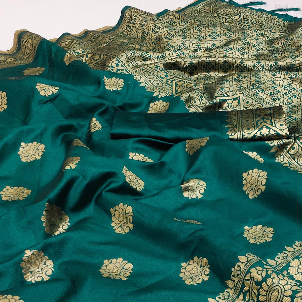 Light Green Festive Wear Woven Silk Saree