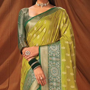 Light Green Festive Wear Woven Silk Saree