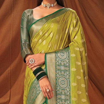 Light Green Festive Wear Woven Silk Saree