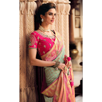 Light Green Festive Wear Woven Silk Saree