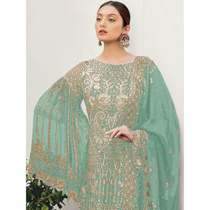 Light Green Partywear Embroidered Georgette Pakistani Suit