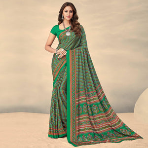 Light Green Printed Crepe Saree