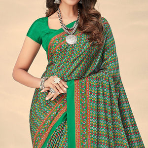 Light Green Printed Crepe Saree