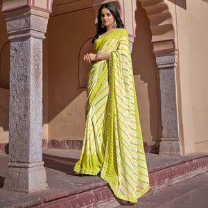 Light Green Printed With Embellished Georgette Saree