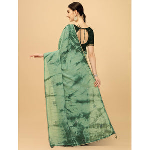 Light Green Sequins Embroidered Chanderi Saree