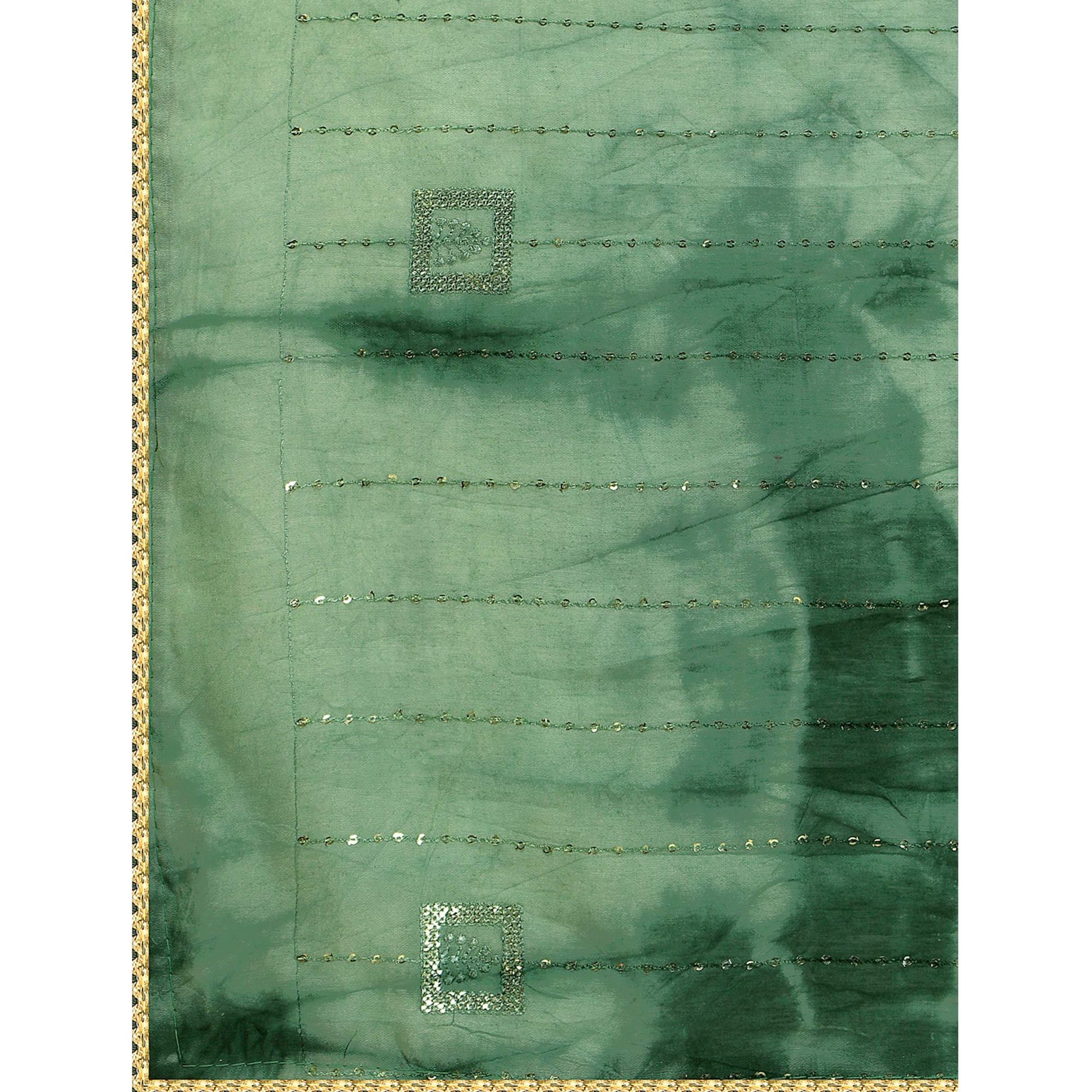 Light Green Sequins Embroidered Chanderi Saree