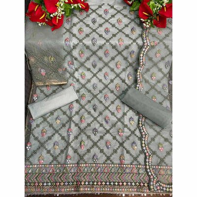 Light Green Sequins Embroidered Netted Sharara Suit