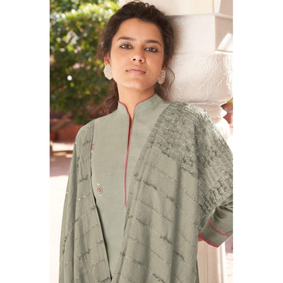 Light Grey Casual Wear Embroidered Pure Modal Viscose Palazzo Suit