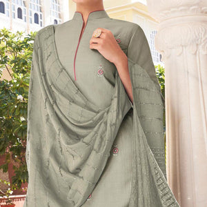 Light Grey Casual Wear Embroidered Pure Modal Viscose Palazzo Suit