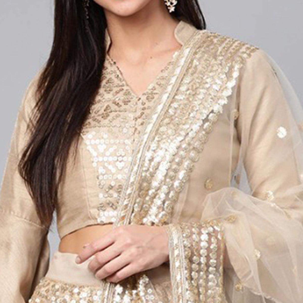 Light Grey Designer Wedding Wear Thread Zari Work Soft Net Lehenga Choli