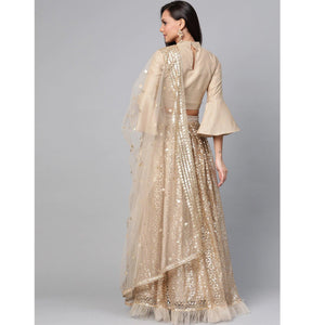 Light Grey Designer Wedding Wear Thread Zari Work Soft Net Lehenga Choli