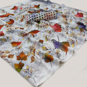 Light Grey Printed Georgette Saree