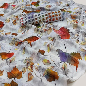 Light Grey Printed Georgette Saree