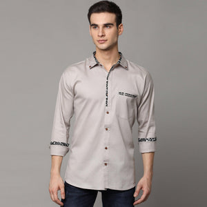 Light Grey Solid Pure Cotton Men's Shirt