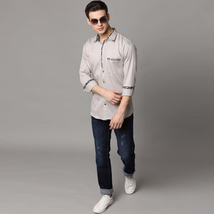 Light Grey Solid Pure Cotton Men's Shirt