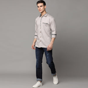Light Grey Solid Pure Cotton Men's Shirt