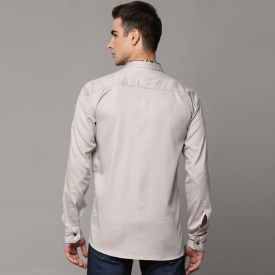Light Grey Solid Pure Cotton Men's Shirt