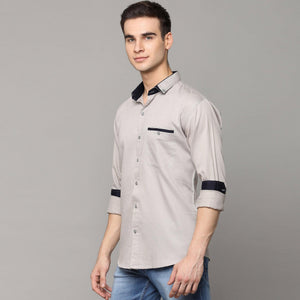 Light Grey Solid Pure Cotton Men's Shirt