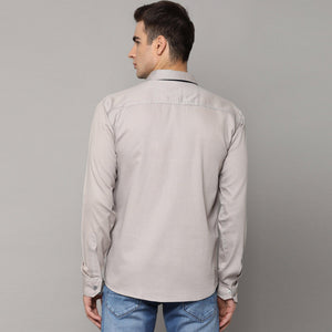 Light Grey Solid Pure Cotton Men's Shirt