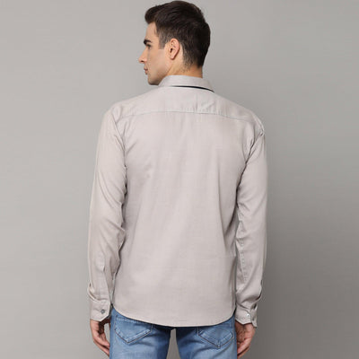 Light Grey Solid Pure Cotton Men's Shirt
