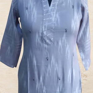 Light Grey Wear Printed Pure Cotton Kurti Palazzo Set