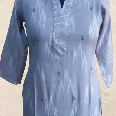 Light Grey Wear Printed Pure Cotton Kurti Palazzo Set