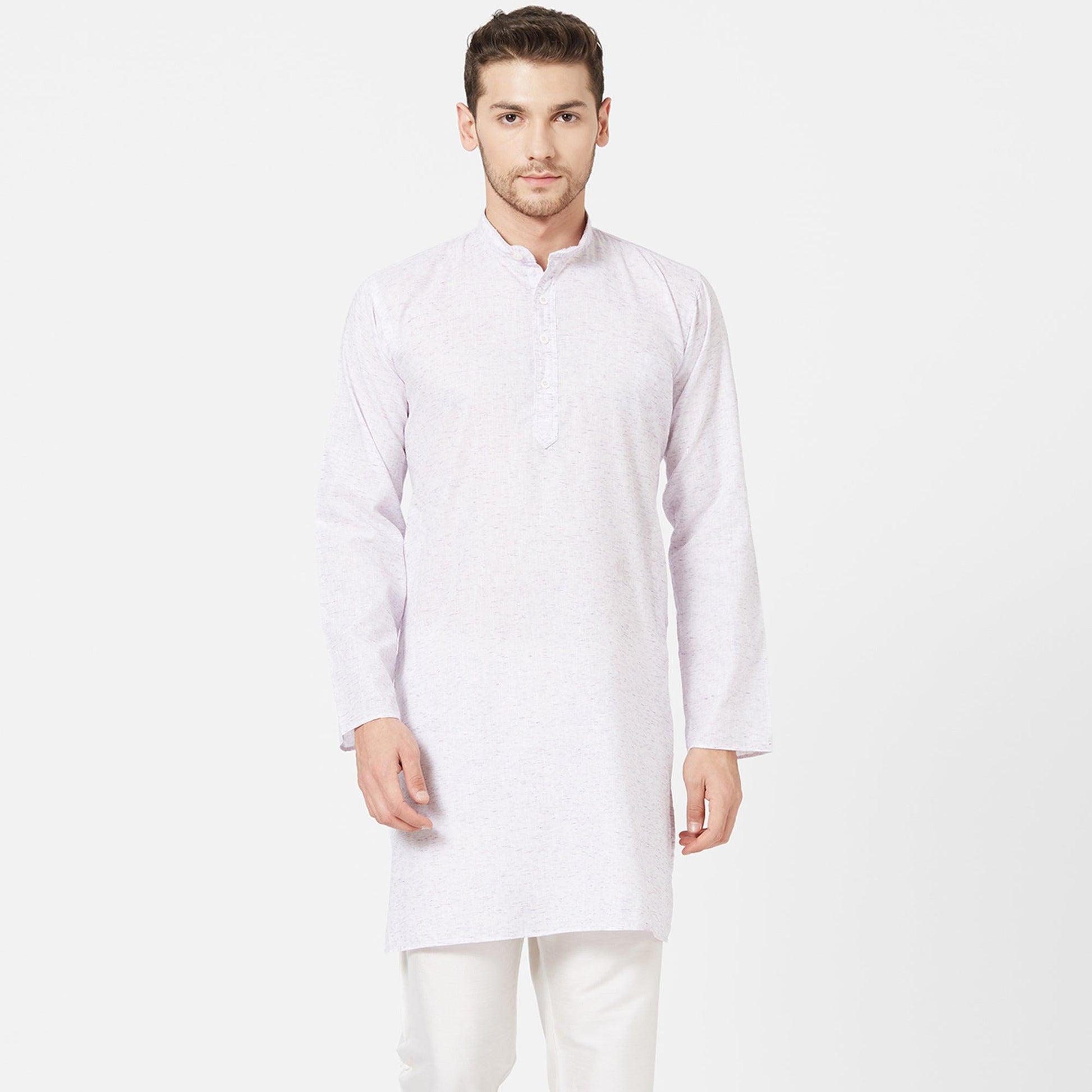 Light Lavender Colored Festive Wear Cotton Kurta