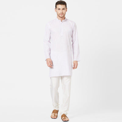 Light Lavender Colored Festive Wear Cotton Kurta