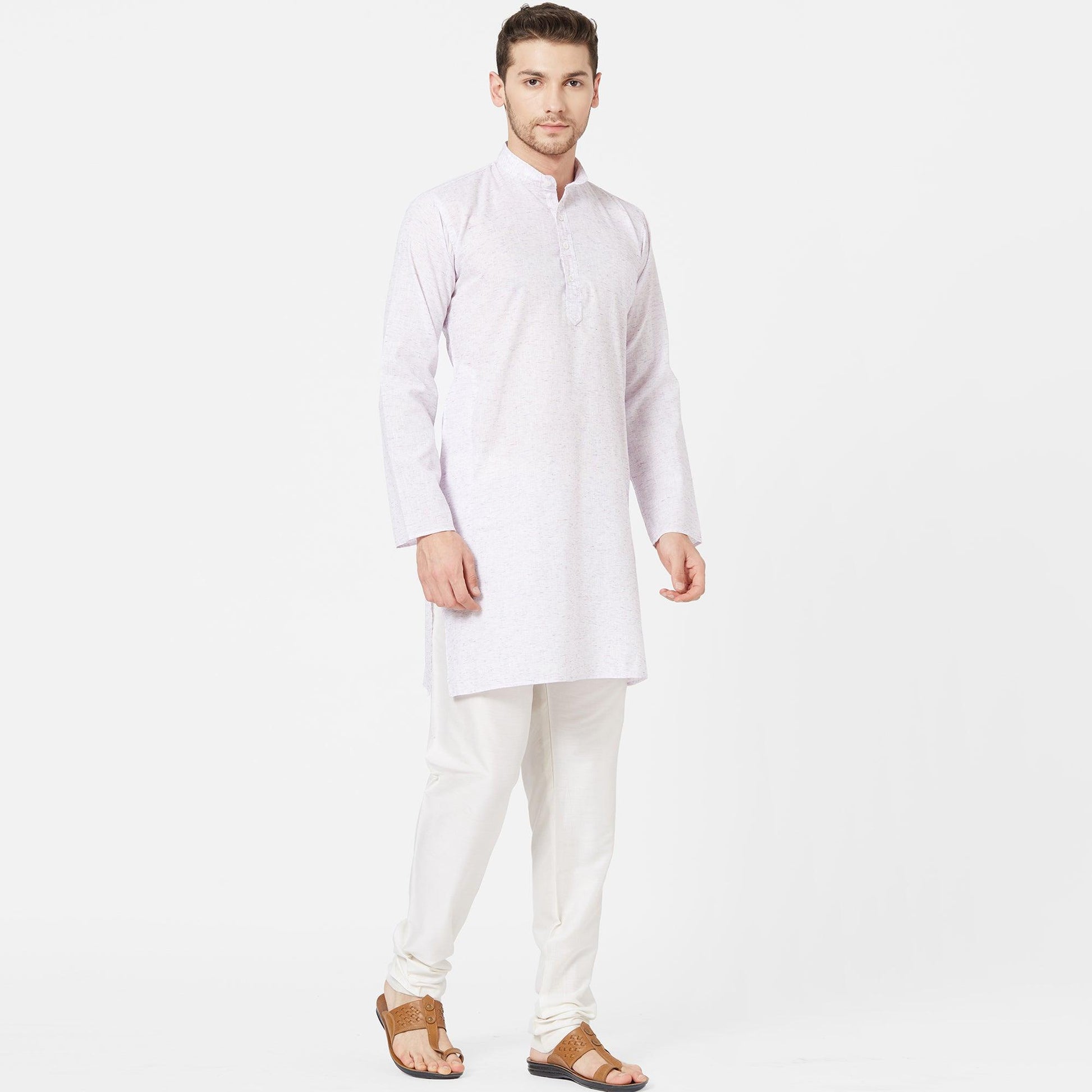 Light Lavender Colored Festive Wear Cotton Kurta