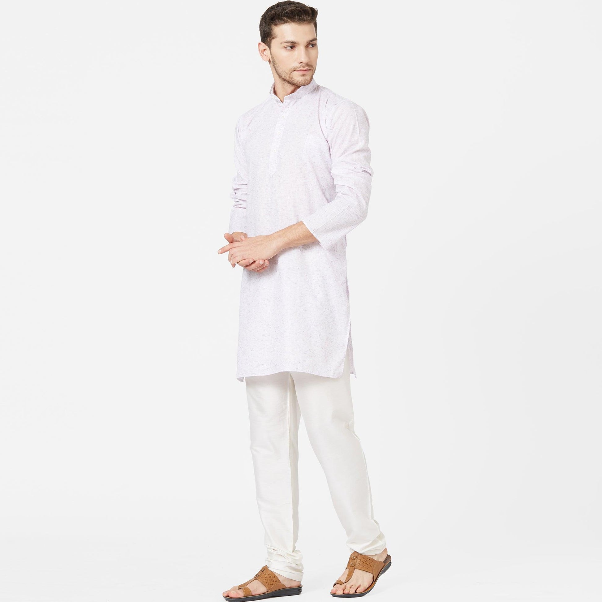 Light Lavender Colored Festive Wear Cotton Kurta