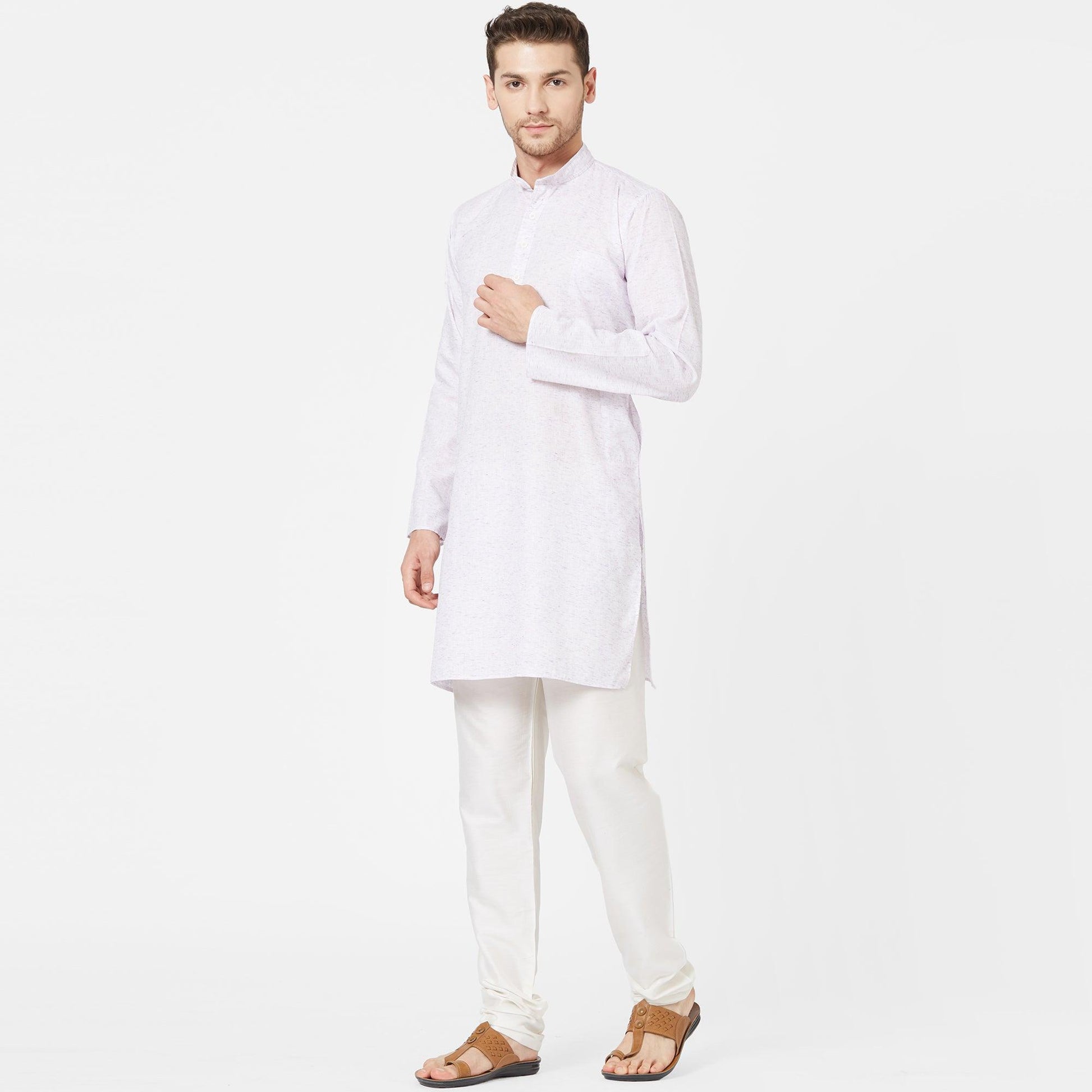 Light Lavender Colored Festive Wear Cotton Kurta