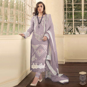 Light Lavender Embellished With Embroidered Georgette Pakistani Suit