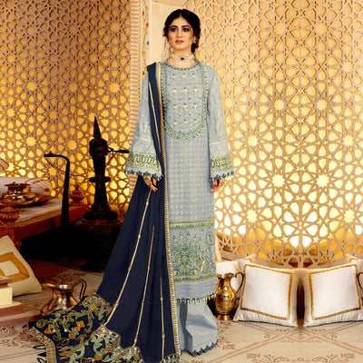 Light Lavender Embellished With Embroidered Georgette Pakistani Suit