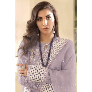 Light Lavender Embellished With Embroidered Georgette Pakistani Suit