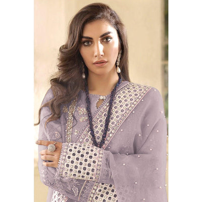 Light Lavender Embellished With Embroidered Georgette Pakistani Suit