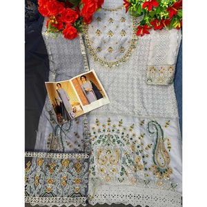 Light Lavender Embellished With Embroidered Georgette Pakistani Suit