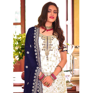 Light Lavender Embellished With Embroidered Georgette Sharara Suit
