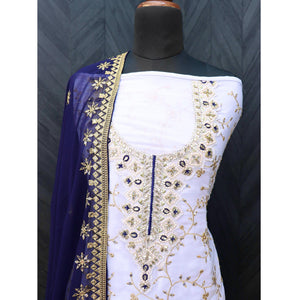 Light Lavender Embellished With Embroidered Georgette Sharara Suit