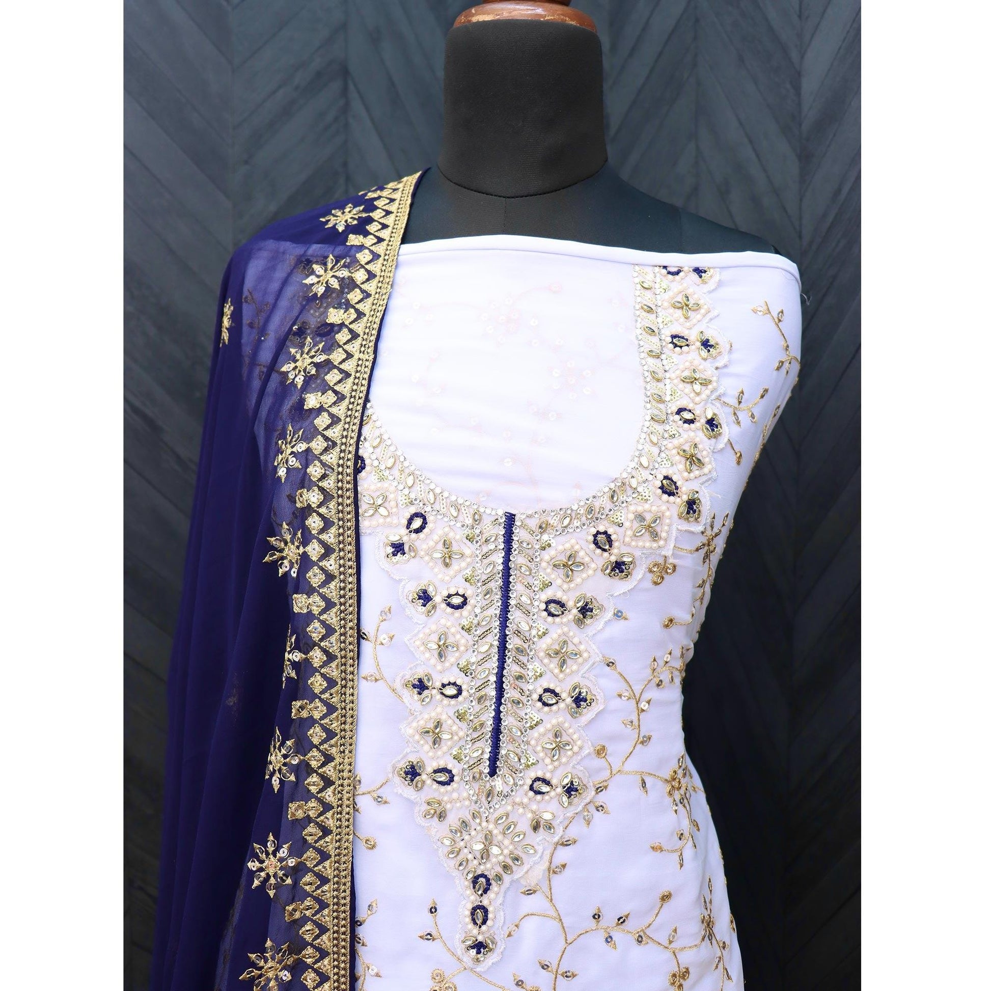 Light Lavender Embellished With Embroidered Georgette Sharara Suit