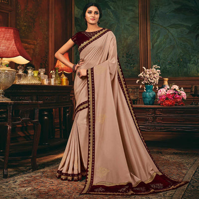 Light Mauve Festive Wear Woven Silk Saree