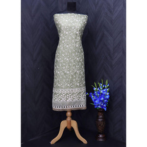 Light Mehendi Green Floral Embroidered Netted Suit