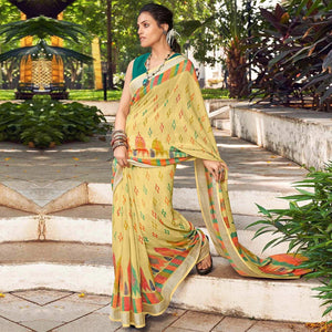 Light Mehendi Green Printed Linen Saree