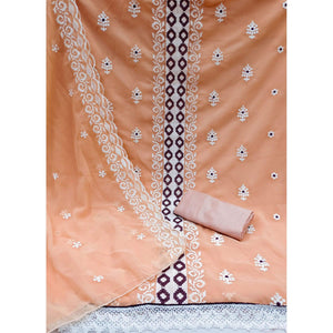 Light Orange Embroidered Georgette Dress Material