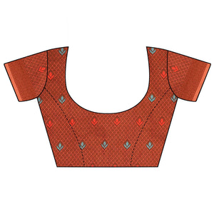 Light Orange Festive Wear Woven With Meena Butta Rich Pallu Cotton Saree