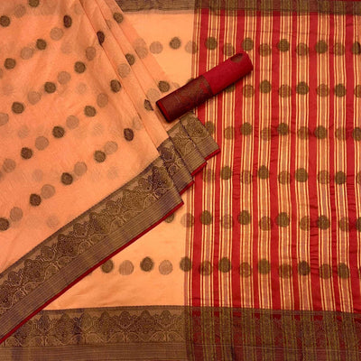 Light Orange Woven Linen Saree