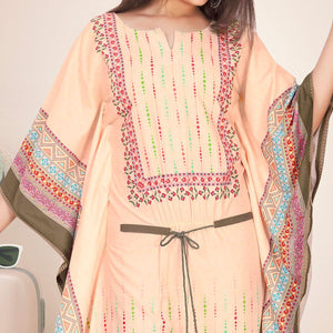 Light Peach Casual Wear Floral Digtial Printed Modal Kaftan Kurti