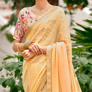 Light Peach Casual Wear Foil Printed Georgette Saree