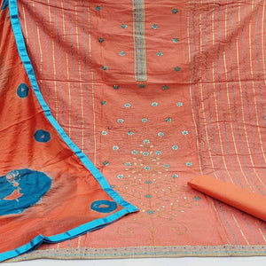 Light Peach Festive Wear Gotta Plus Handwork Cotton Dress Material
