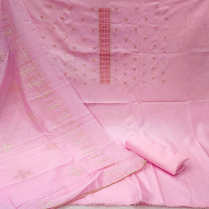 Light Pink Casual Wear Embroidered Jelly Silk Dress Material