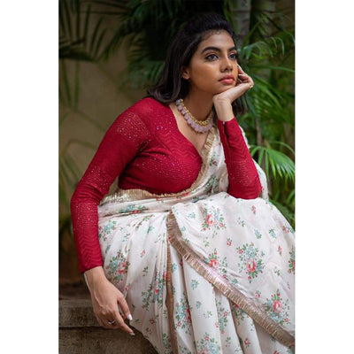 Light Pink Casual Wear Printed Georgette Saree